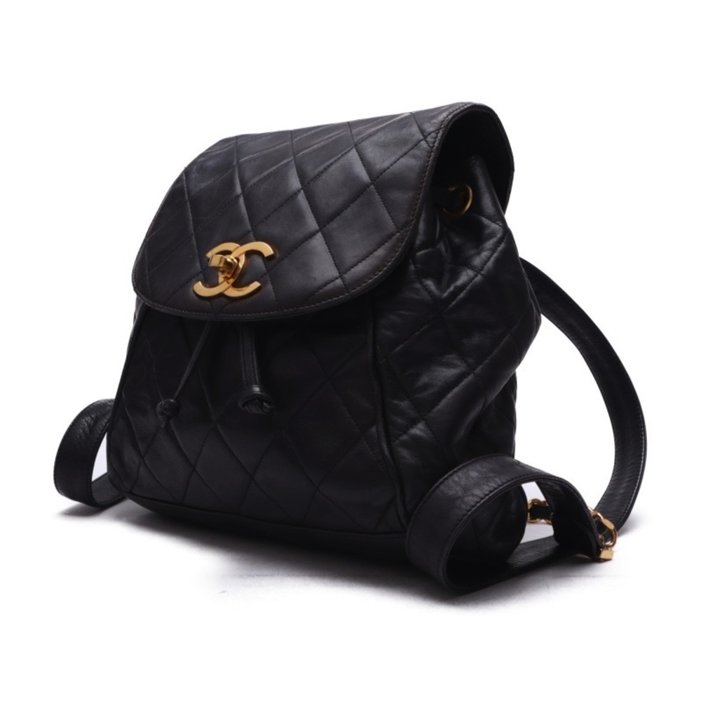 Chanel Matelasse Double Chain Backpack Lambskin Black - Picture 3 of 8